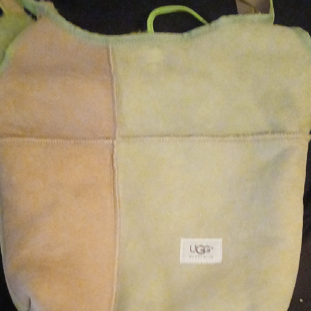 UGG Tan and Green Tote Bag with Suede Finish